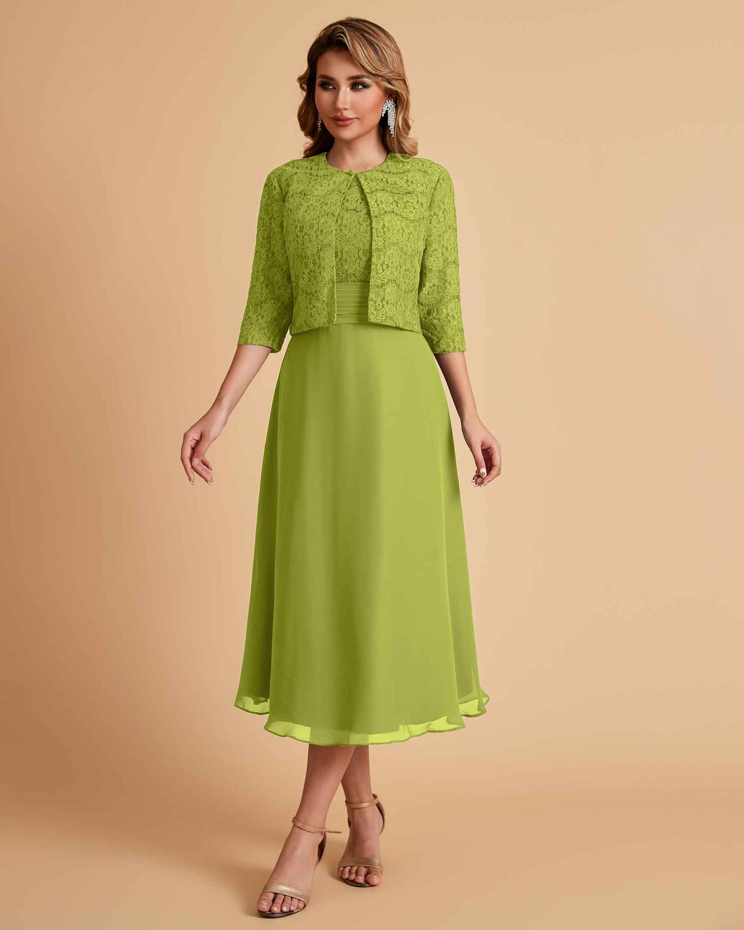 Elegant A-line Bateau Sleeveless Tea Length Mother of the Brides Dresses Online