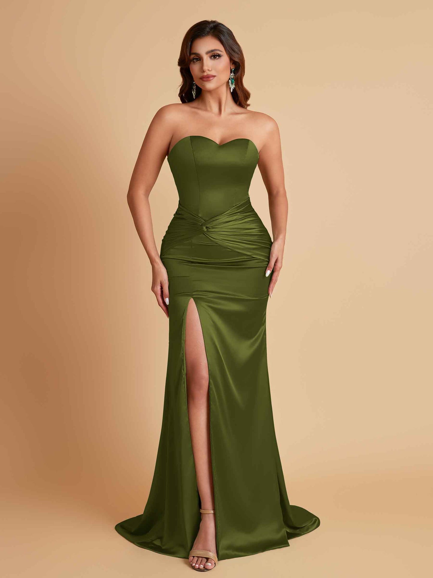 Sexy Soft Satin Mermaid Sweetheart Floor-Length Mermaid Bridesmaid Dresses
