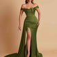 Sexy Soft Satin Sweetheart Off-the-shoulder Strapless Side-Slit Mermaid Bridesmaid Dresses