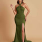 Elegant Soft Satin Mermaid Halter Side Slit Floor-Length Bridesmaid Dresses Online