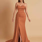 Elegant Soft Satin Sweetheart Strapless Side-Slit Mermaid Bridesmaid Dresses
