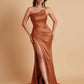 Gorgeous Strapless Soft Satin Side Slit Floor-Length Mermaid Bridesmaid Dresses