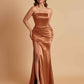 Elegant Soft Satin Strapless Split Side Mermaid Bridesmaid Dresses