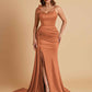 Elegant Soft Satin Mermaid Bowknot Floor-Length Mermaid Bridesmaid Dresses
