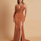 Sexy Soft Satin V-neck Spaghetti Strap Side-Slit Mermaid Bridesmaid Dresses