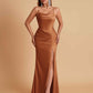 Gorgeous Spaghetti Straps Soft Satin Side Slit Floor-Length Mermaid Bridesmaid Dresses