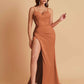 Simple Soft Satin Mermaid V-neck Floor-Length Mermaid Bridesmaid Dresses