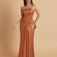 Sexy Soft Satin Mermaid Strapless Floor-Length Mermaid Bridesmaid Dresses