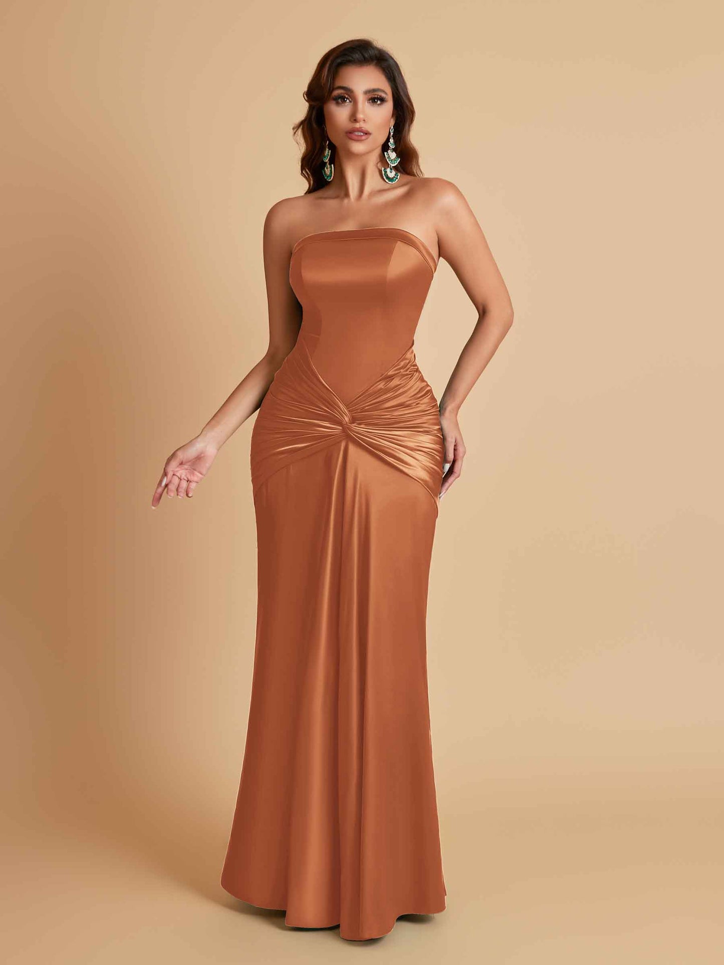 Sexy Soft Satin Mermaid Strapless Floor-Length Mermaid Bridesmaid Dresses