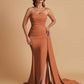 Simple Soft Satin Mermaid Strapless Floor-Length Mermaid Bridesmaid Dresses