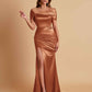 Elegant Soft Satin Off-the-shoulder Side-Slit Mermaid Bridesmaid Dresses