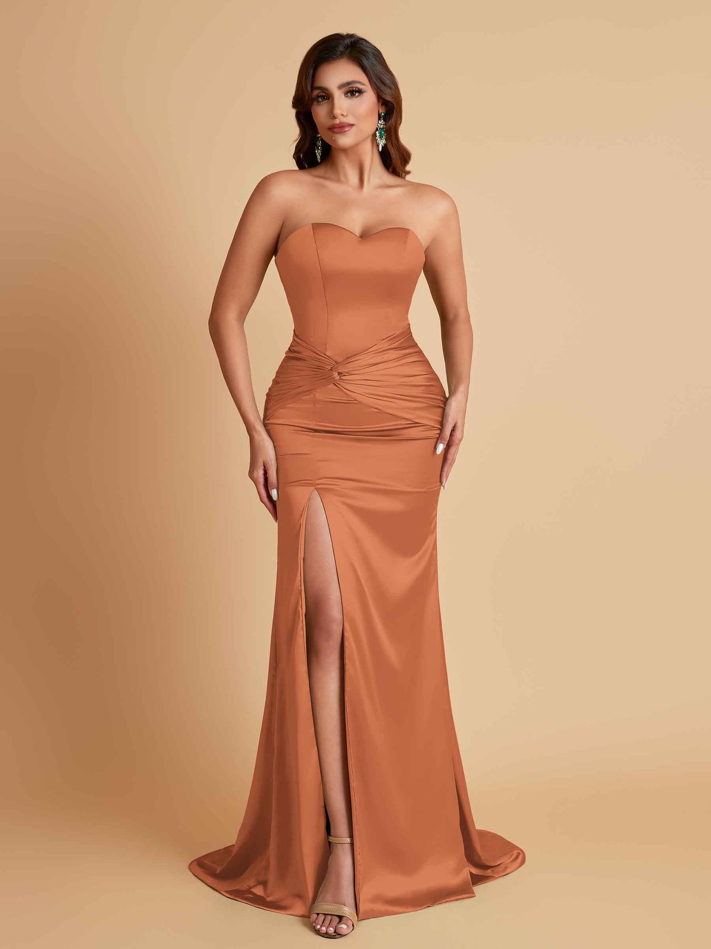 Sexy Soft Satin Mermaid Sweetheart Floor-Length Mermaid Bridesmaid Dresses