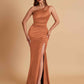 Sexy Soft Satin Mermaid One Shoulder Floor-Length Mermaid Bridesmaid Dresses