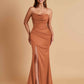 Sexy Soft Satin Mermaid Side Slit Floor-Length Mermaid Bridesmaid Dresses