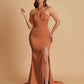 Elegant Soft Satin Mermaid Halter Side Slit Floor-Length Bridesmaid Dresses Online