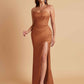 Sexy Strapless Soft Satin Side Slit Floor-Length Mermaid Bridesmaid Dresses