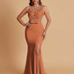 Sexy Soft Satin Mermaid Illusion Side Slit Floor-Length Bridesmaid Dresses Online