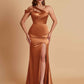 Elegant Soft Satin Sweetheart One Shoulder Side-Slit Mermaid Bridesmaid Dresses