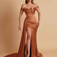 Sexy Soft Satin Sweetheart Off-the-shoulder Strapless Side-Slit Mermaid Bridesmaid Dresses