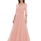 Chiffon Mother of the Bride Dress with Sequin V-Neck and Elegant Bow Sash