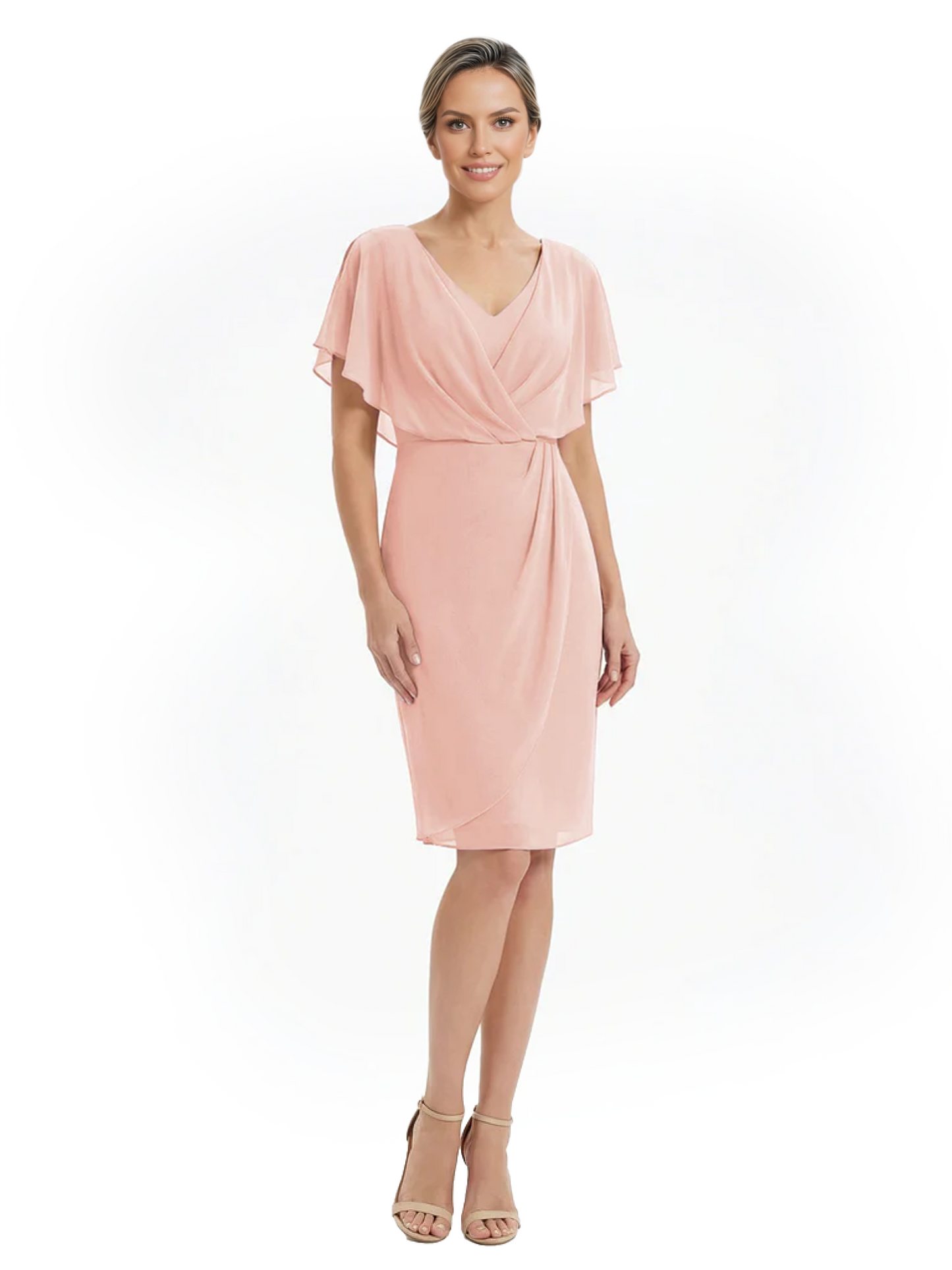 Chic Knee-Length Mother of Bride Formal Dress Slimming Chiffon Styles for Wedding Guest