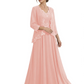 Plus Size A-line Chiffon 3/4 Sleeves Mother of the Brides Dresses Long Jacket Dress