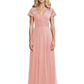 Mother of the Bride Dress Cap Sleeves and V-Neckline with Embroidered Lace Shoulders