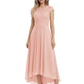 Elegant Evening Gown Trending 2026 Styles with Cap Sleeves High-Low Skirt