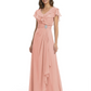 Elegant Mother of the Groom Dress Cascading Ruffle Chiffon Formal Gown Rhinestone
