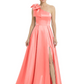 Luxury Bow Black Formal Dress One-Shoulder A-Line Gowns with Sexy Side Slit 2026