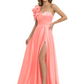 Elegant Mother of the Groom Dress A-Line Satin Formal Gown with High Slit Ruched Bodice