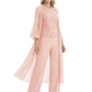 Elegant Pink 3-Piece Pant Set Trending 2026 Styles with Lace Wide-Leg Pants