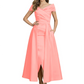 Formal Floor-Length Mother of the Bride Gown Satin Maxi Dress with Slit Off Shoulder