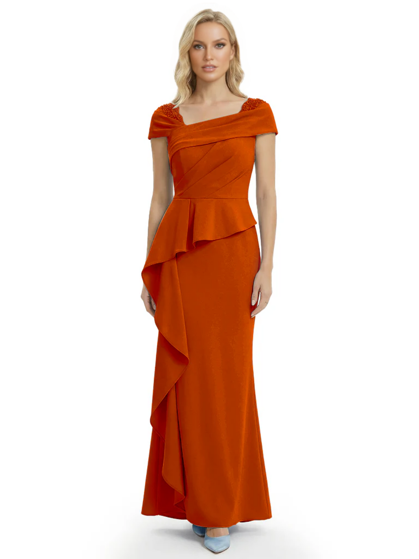 A-Line Satin Cap Sleeves Mother of the Brides Dresses Floor Length For Wedding