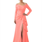 Elegant Mother of the Groom Dress Cascading Ruffle Satin Gown with High Slit Long Sleeves