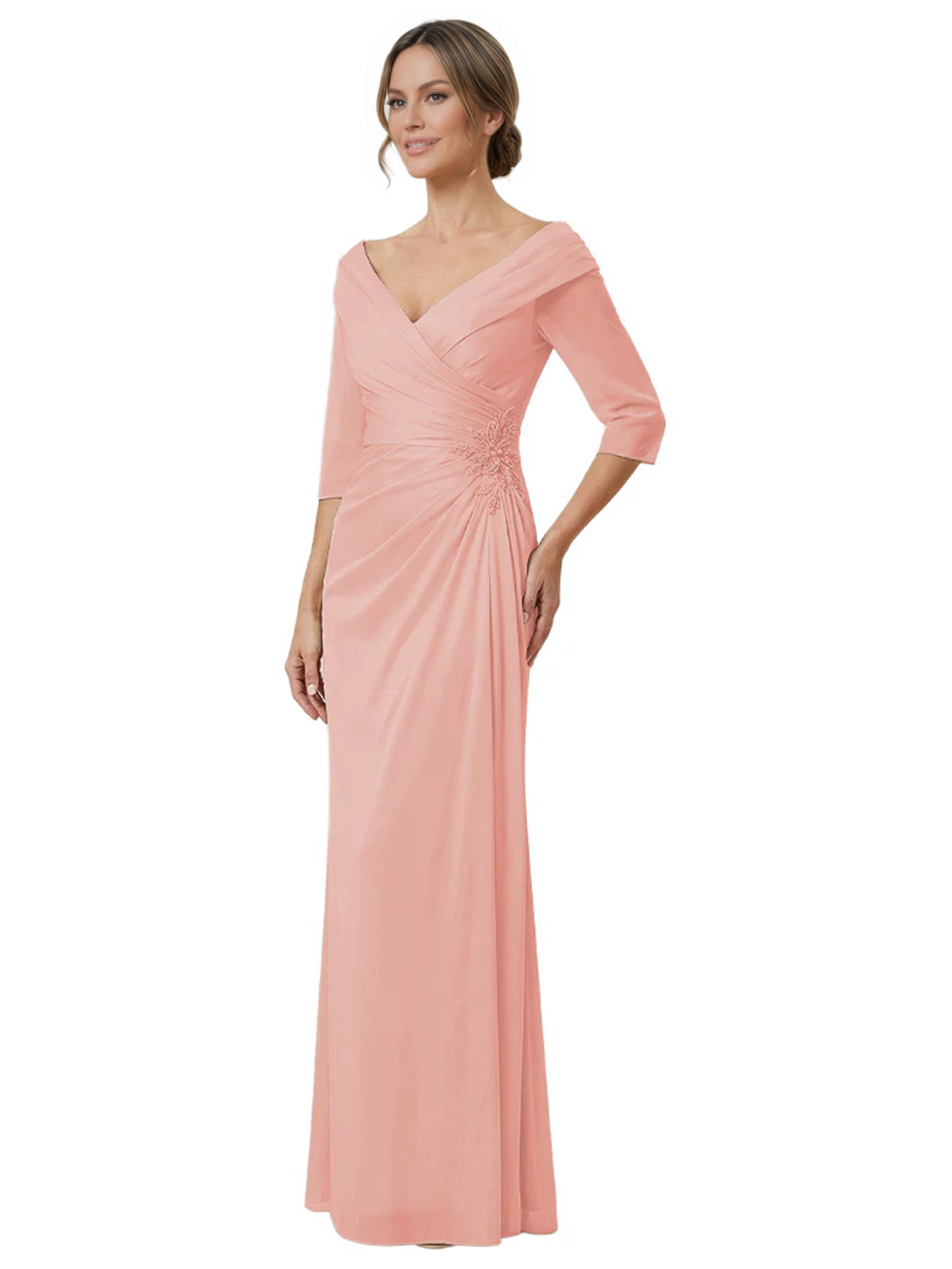 Elegant 3/4 Sleeve Mother of the Brides Dresses Mom Outfits Wedding Satin
