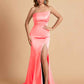 Elegant Satin Sweetheart Mermaid Side Slit Floor Length Bridesmaid Dresses