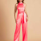 Elegant Satin Halter Sleeveless Satin Floor Length Bridesmaid Jumpsuit