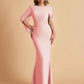 Elegant Mermaid Chiffon Half Sleeves Jewel Mother of the Brides Dresses Online