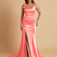 Elegant Soft Satin Mermaid Bowknot Floor-Length Mermaid Bridesmaid Dresses