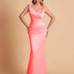 Elegant Satin V-neck Sleeveless Mermaid Floor Length Bridesmaid Dresses
