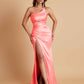 Gorgeous Strapless Soft Satin Side Slit Floor-Length Mermaid Bridesmaid Dresses