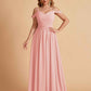 Elegant A-line Chiffon Off The Shoulder V-Neck Bridesmaid Dresses Online