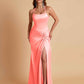 Gorgeous Square Criss Cross Soft Satin Side Slit Floor-Length Mermaid Bridesmaid Dresses