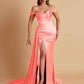 Sexy Soft Satin Sweetheart Off-the-shoulder Strapless Side-Slit Mermaid Bridesmaid Dresses