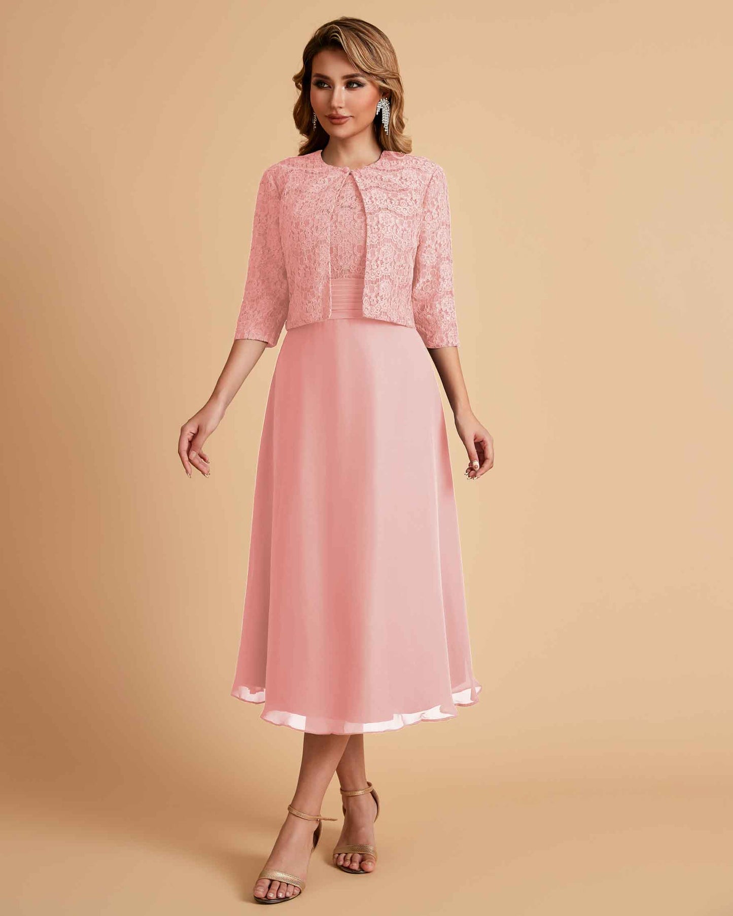 Elegant A-line Bateau Sleeveless Tea Length Mother of the Brides Dresses Online