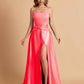 Elegant Satin Sweetheart A-Line Side Slit Floor Length Bridesmaid Dresses