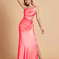 Elegant Satin One Shoulder Side Slit Mermaid Floor Length Bridesmaid Dresses