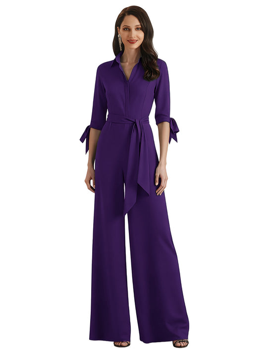 Modern V-Neck Mother of The Bride Groom Dresses Jumpsuits Wedding Formal Gowns For Mom