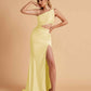 Sexy One-Shoulder Waist Cutout With High Split Floor-Length Bridesmaid Dresses